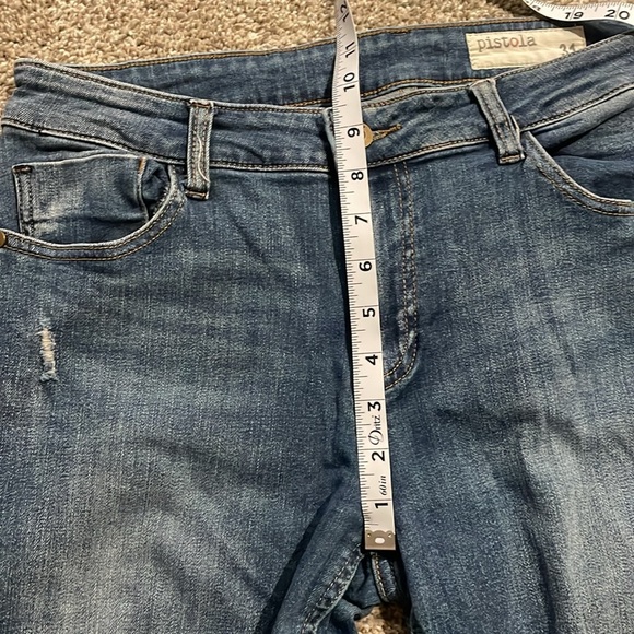 Pistola Jeans High Rise I’m Straight Medium Wash Distressed Size 31 - Picture 10 of 11